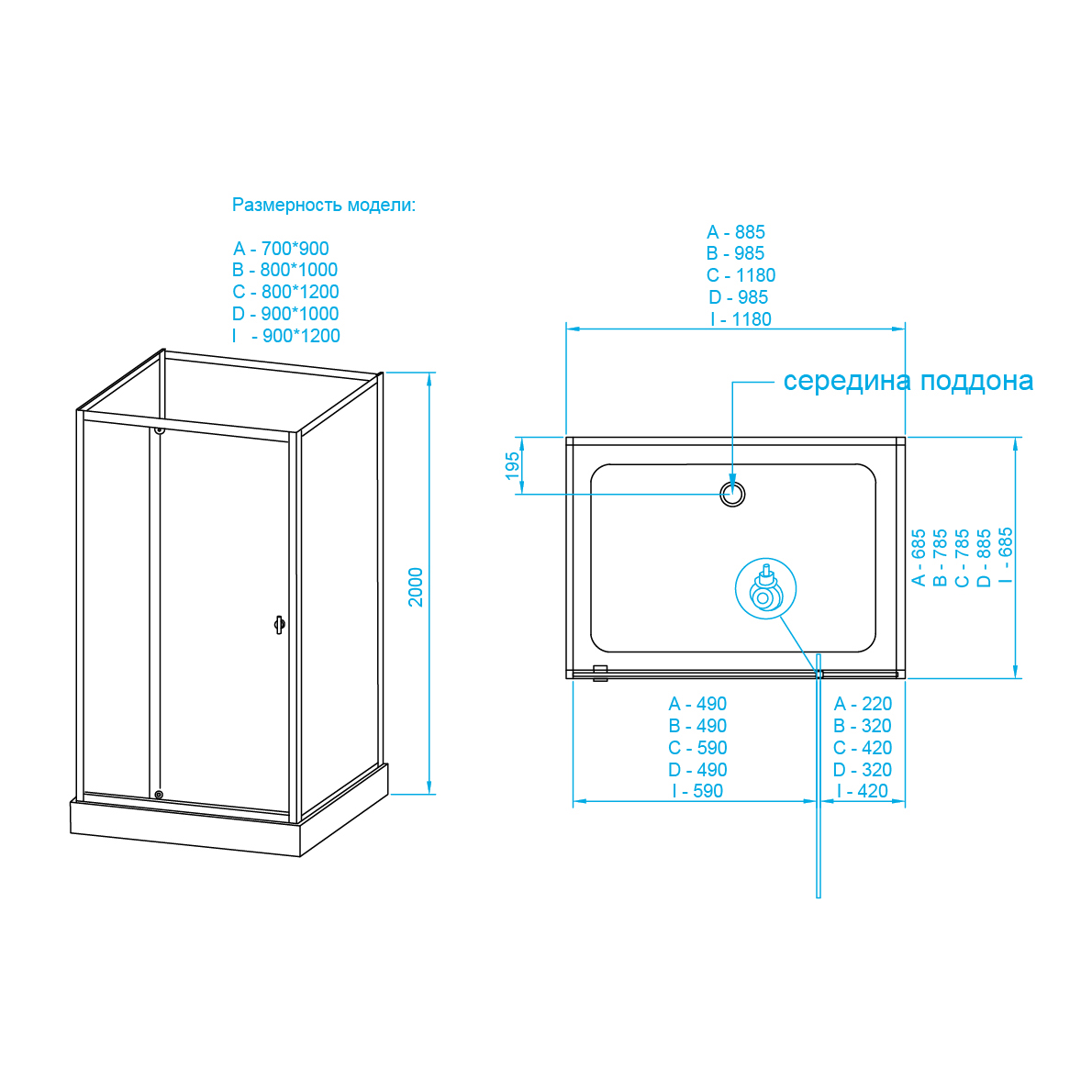 Душевая кабина  70* 90*200 RGW AN-207 Прямоуг./Белый/Frost Line/5 мм (3 уп.) 411320779-95 - 1