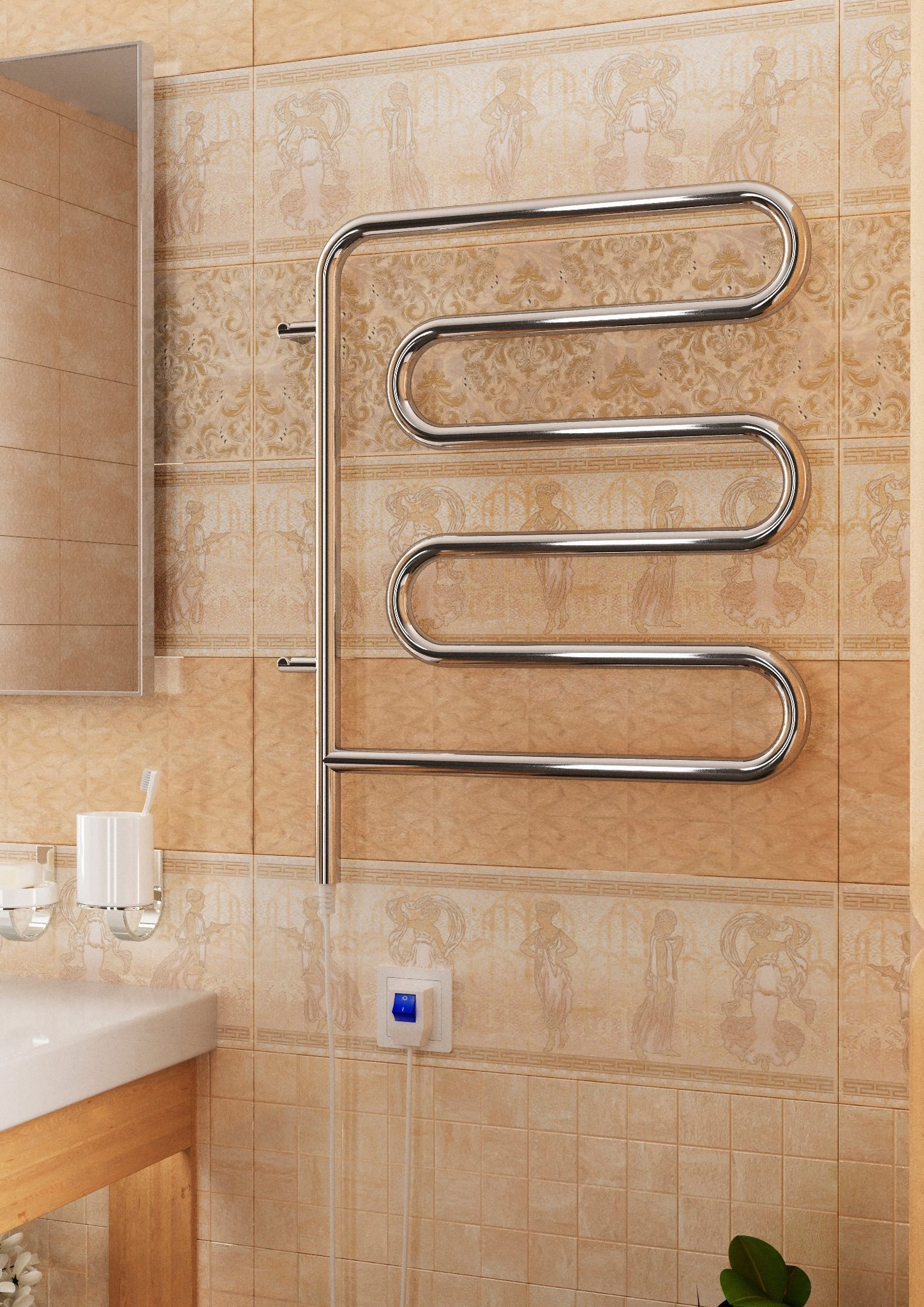 Электрический полотенцесушитель Terminus Ш-образный 450x570 Хром 4620768883958 - 1