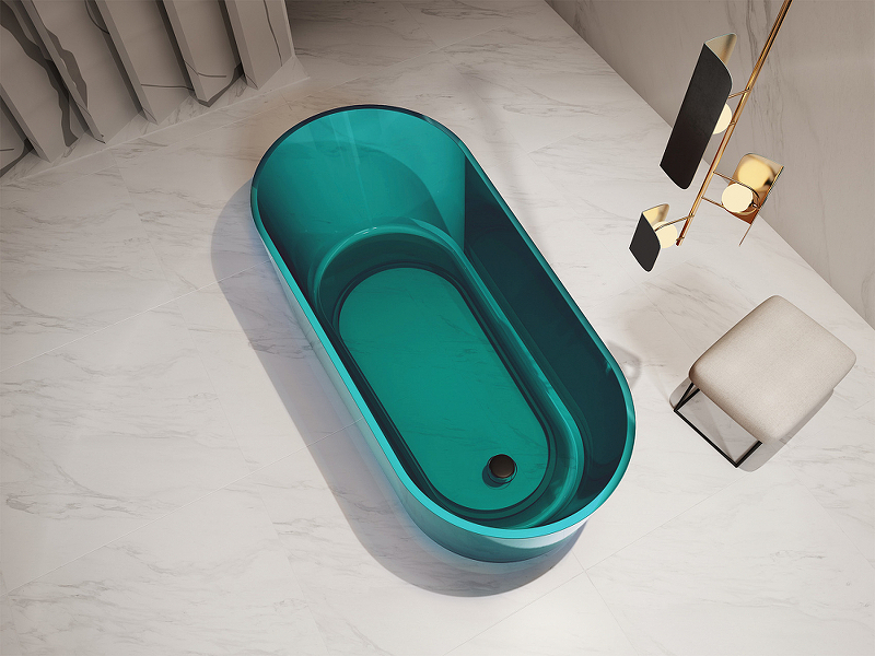 Ванна из полиэфирной смолы Abber Kristall 170х80 бирюзовая без гидромассажа AT9706Aquamarin - 1