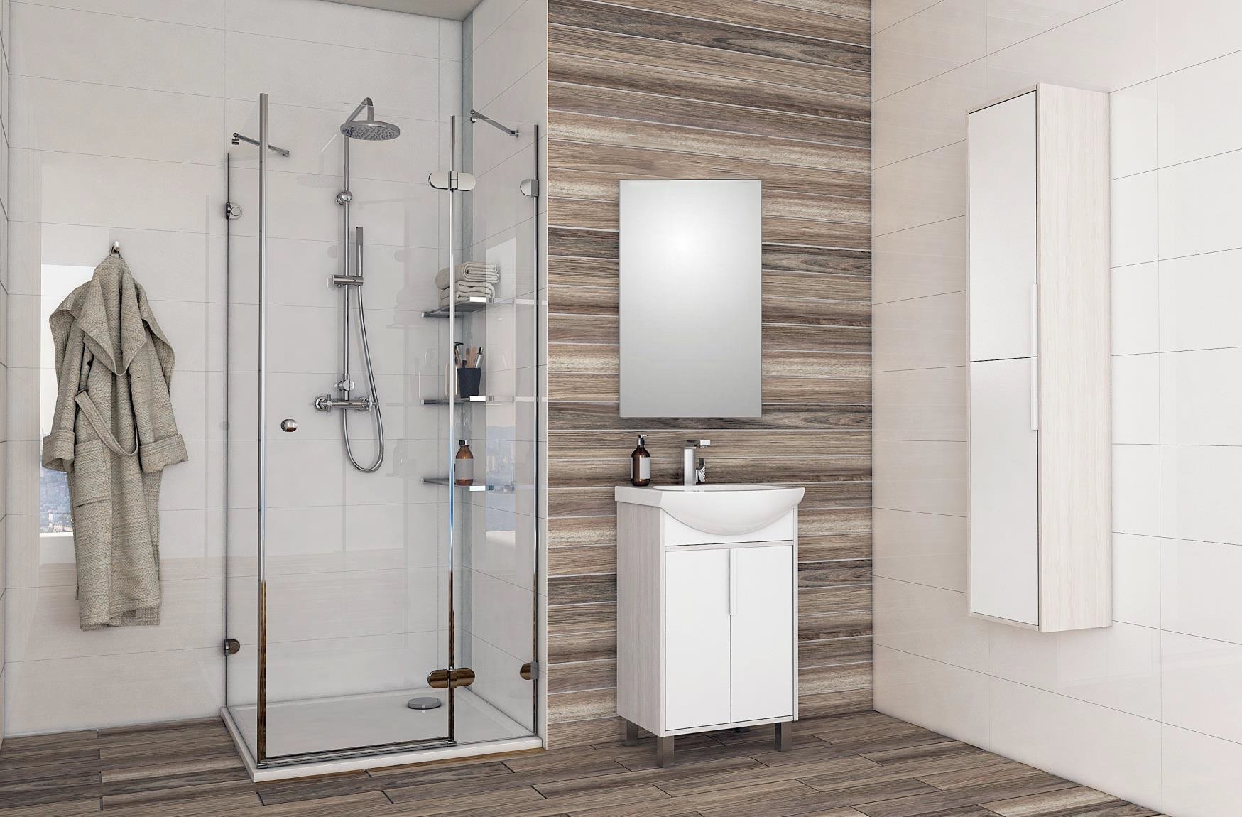 Тумба под раковину Aquaton Рико 50 белый-светлое дерево 1A212401RIB90 - 4