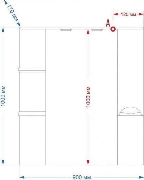 Зеркало Misty Кристи 90 R бордо с подсветкой П-Кри02090-101СвП - 2