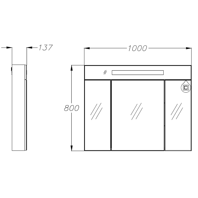Зеркало - шкаф Opadiris Фреш 100 с подсветкой белый 00-00006753 - 5