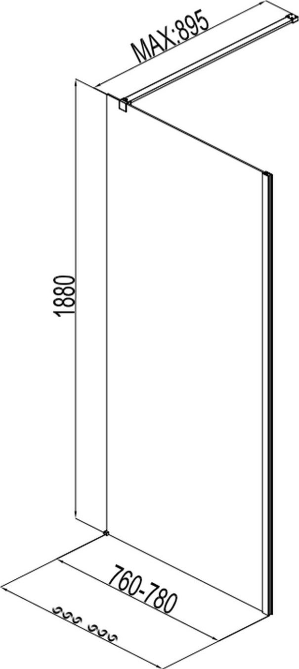 AE12-F-80H190U-CT Aquanet Cinetic, фикс. Стекло 800мм, хром, прозр.6мм (243622) - 5