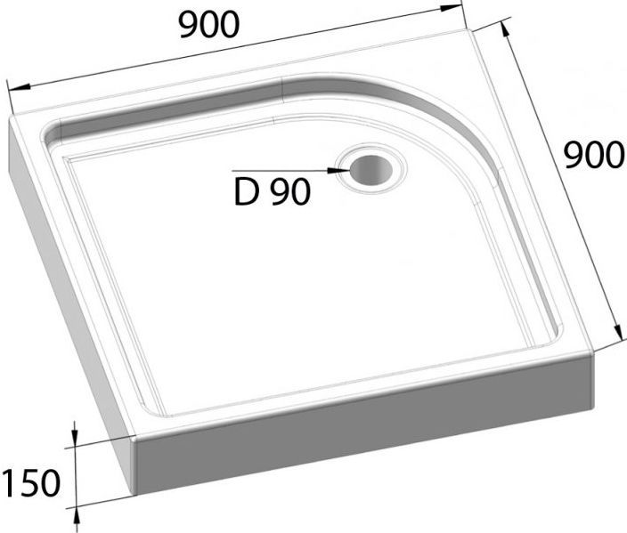 Поддон для душа BelBagno Tray 90х90 TRAY-BB-A-90-15-W - 6