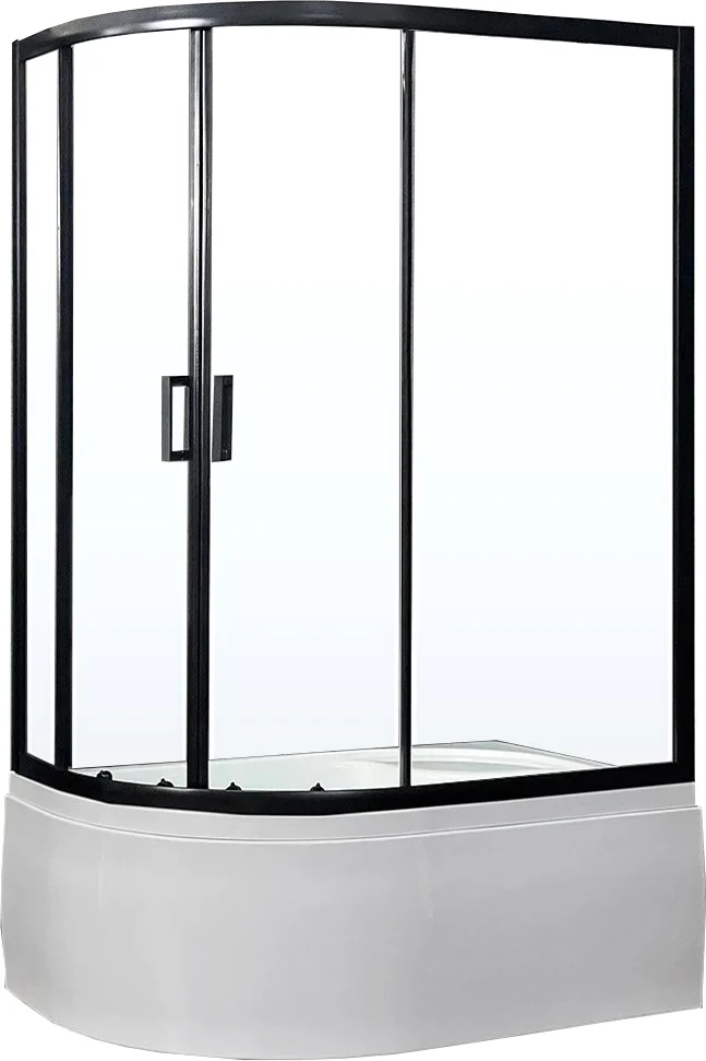 Душевой уголок Royal Bath ВК 120х80 R с поддоном профиль черный стекло прозрачное RB8120BK-T-BL-R - 0