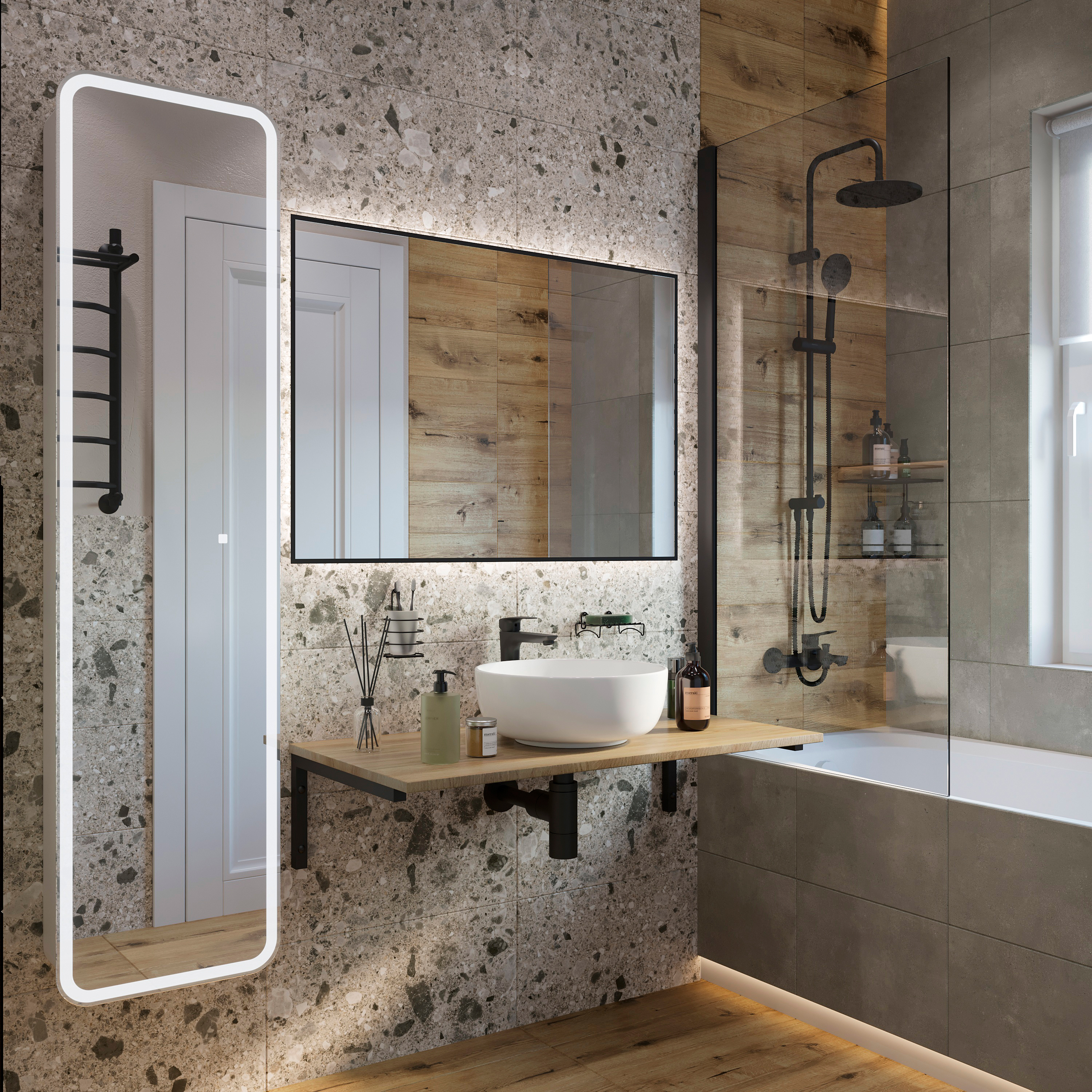 Столешница с раковиной DIWO Элиста 100 светлое дерево, с раковиной Moduo 40 RING 555256 - 2