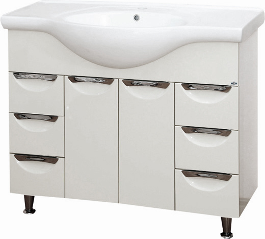 Тумба с раковиной Misty Жасмин 105 белая эмаль, 6 ящиков - 3