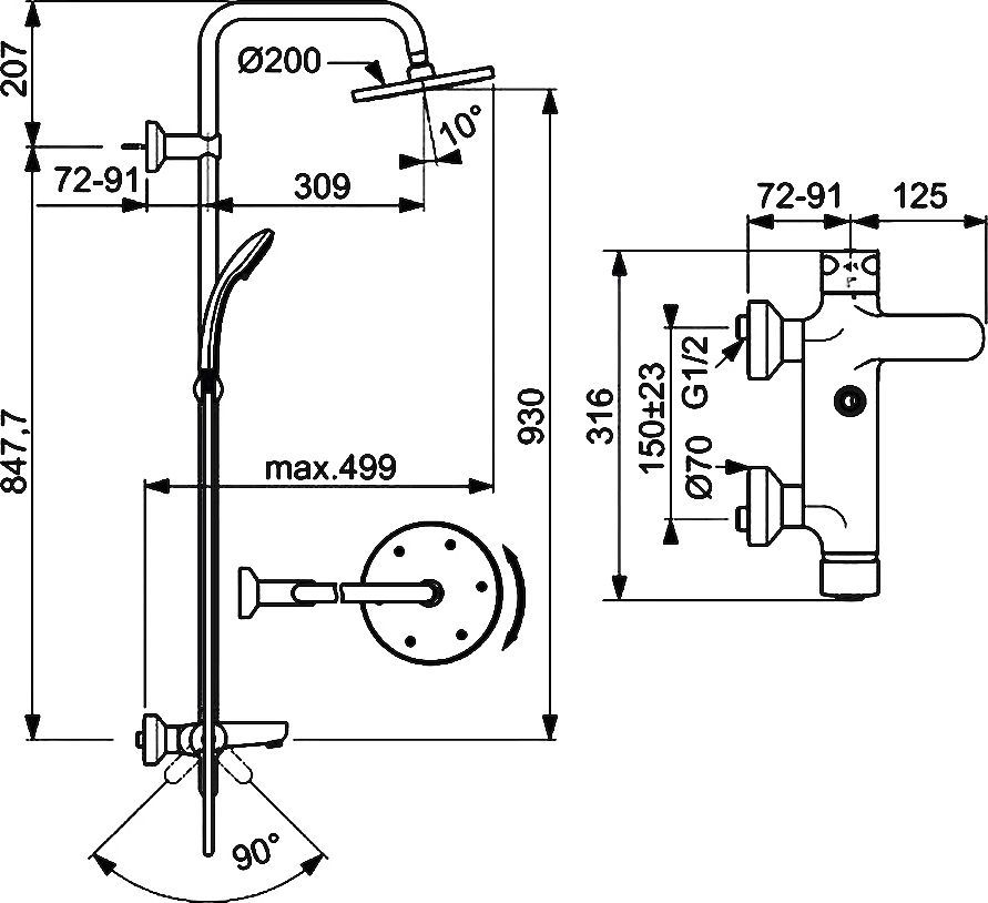 Душевая стойка Ideal Standard IdealRain Eco хром B1097AA - 5