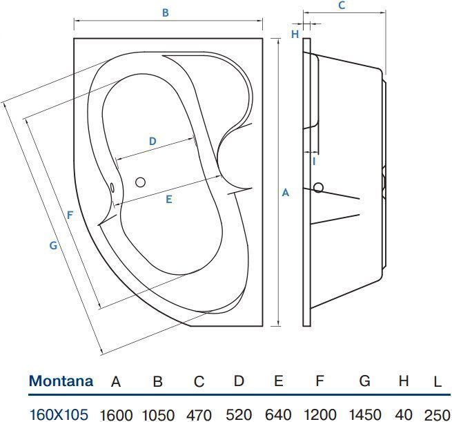 Акриловая ванна Koller Pool Montana 160x105 L MONTANA160X105L - 1
