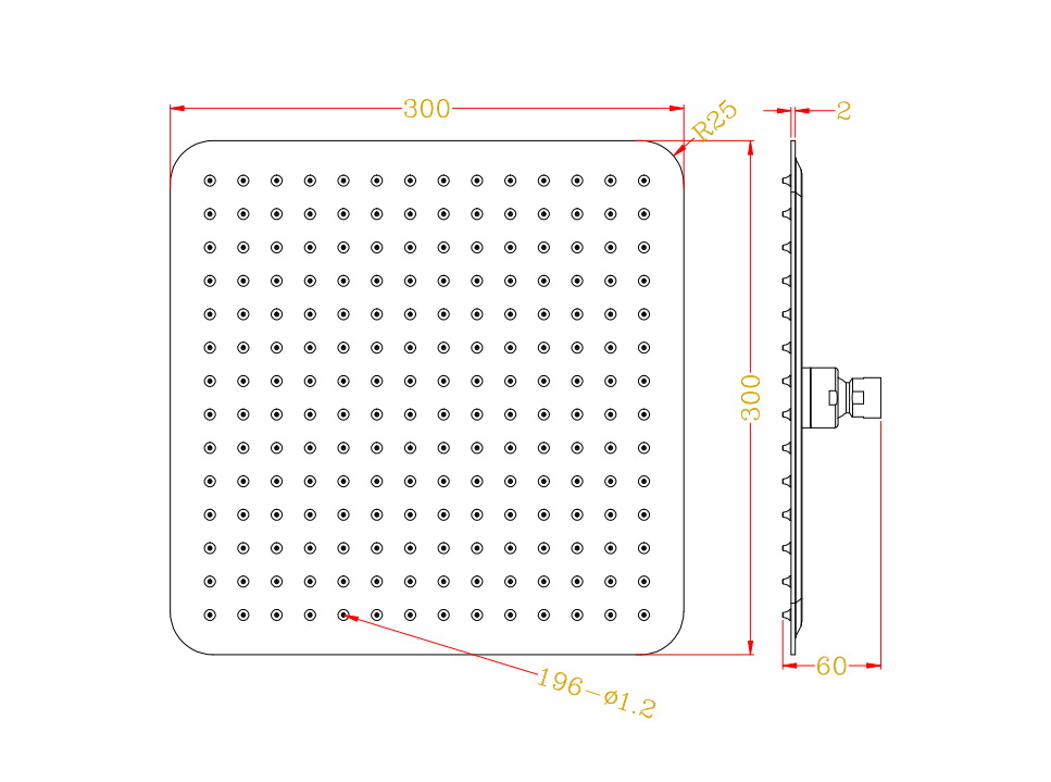 Верхний душ Rav Slezak 30х30 черный матовый KS0004CMAT - 1