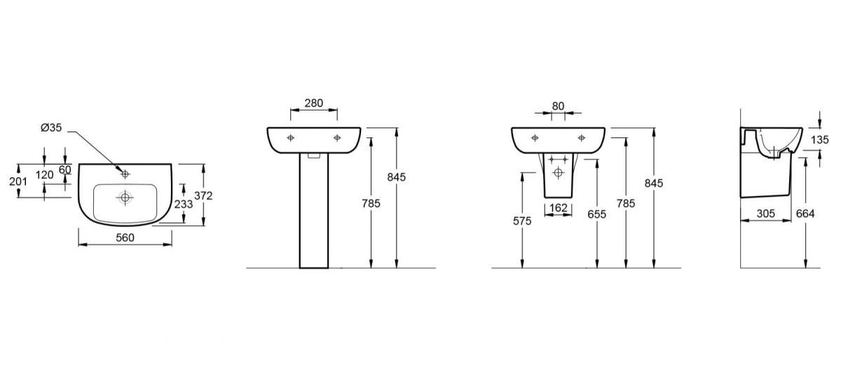 Раковина Jacob Delafon Odeon Up E4755G 56 см E4755G-00 - 1