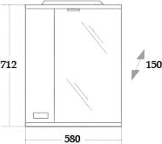 Зеркало-шкаф Onika Гамма 58 R светлое дерево - темное дерево 205828 - 2