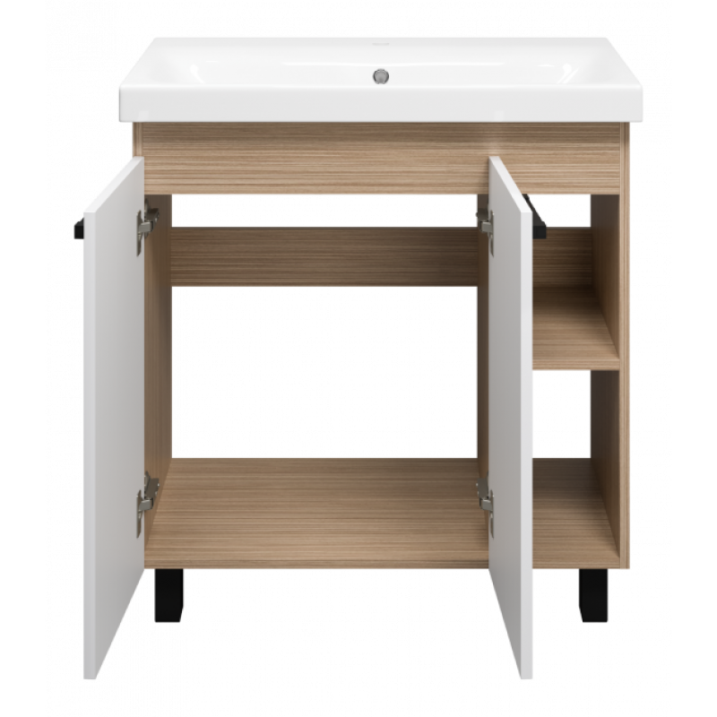 Тумба под раковину Misty Крафт 80 белая - светлое дерево П-Кра-07080-011 - 1