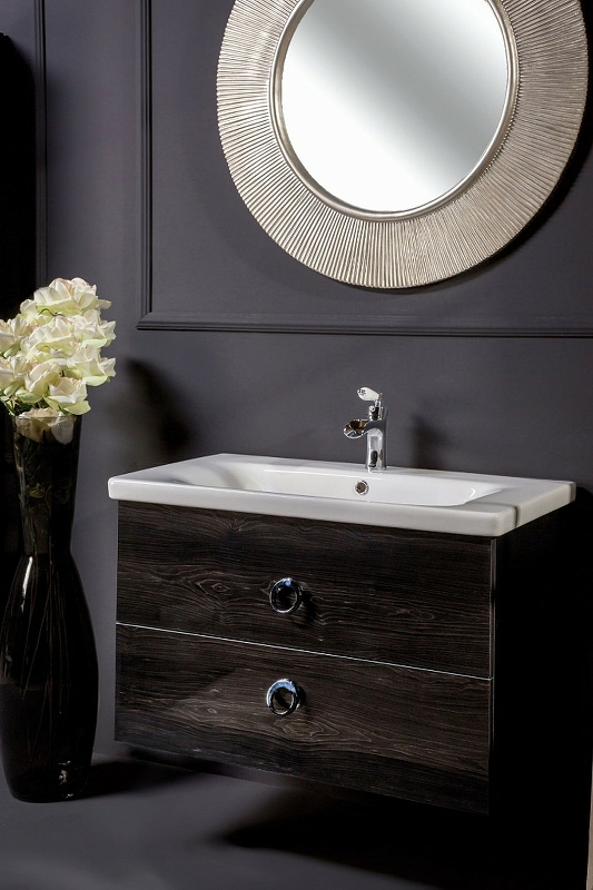 Тумба под раковину Armadi Art NeoArt 80 раковина моноблок темное дерево 830-080-BW - 4