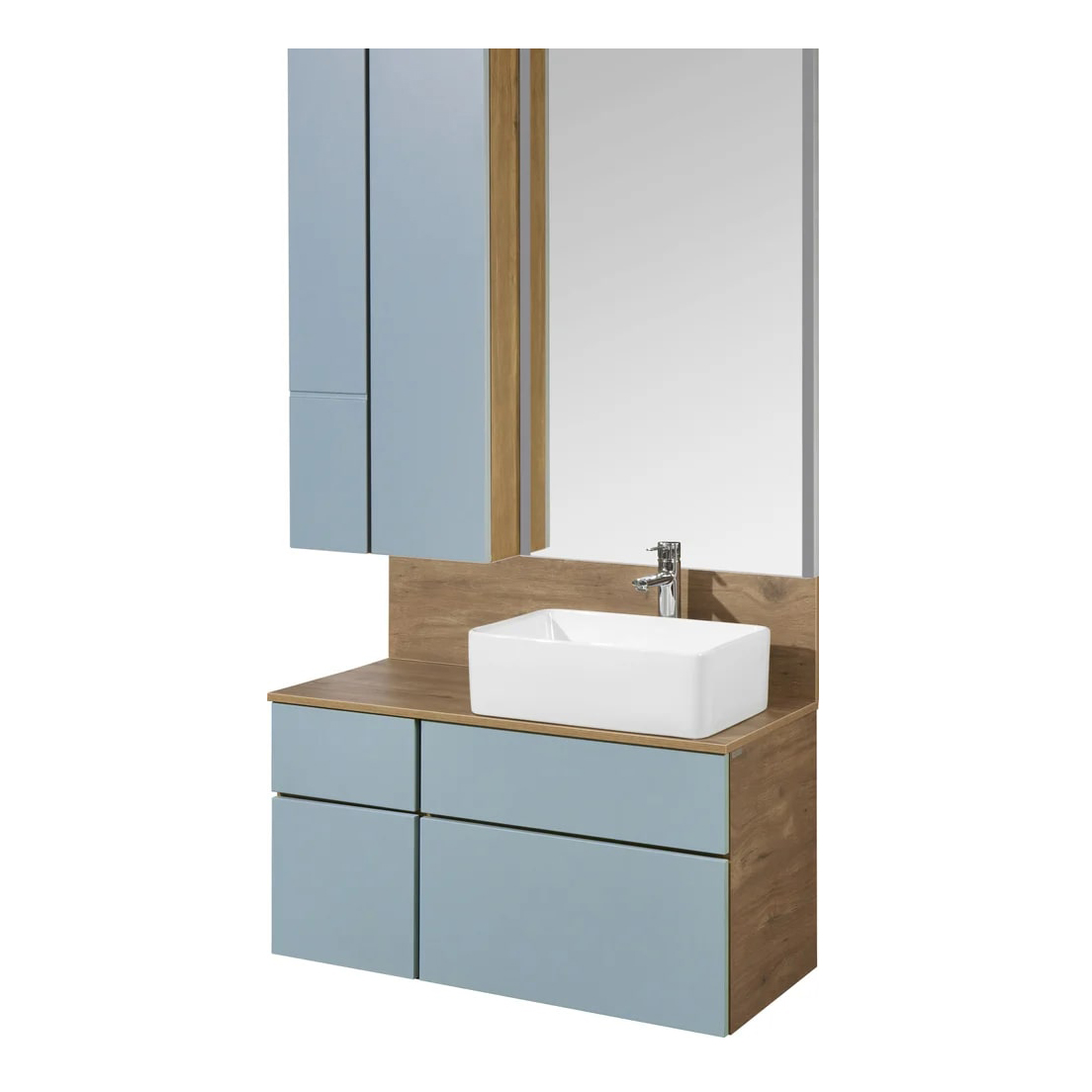 Тумба с раковиной Mila 50 и столешницей Aquaton Мишель 100 голубой-светлое дерево 1A2569K3MIDR0 - 3