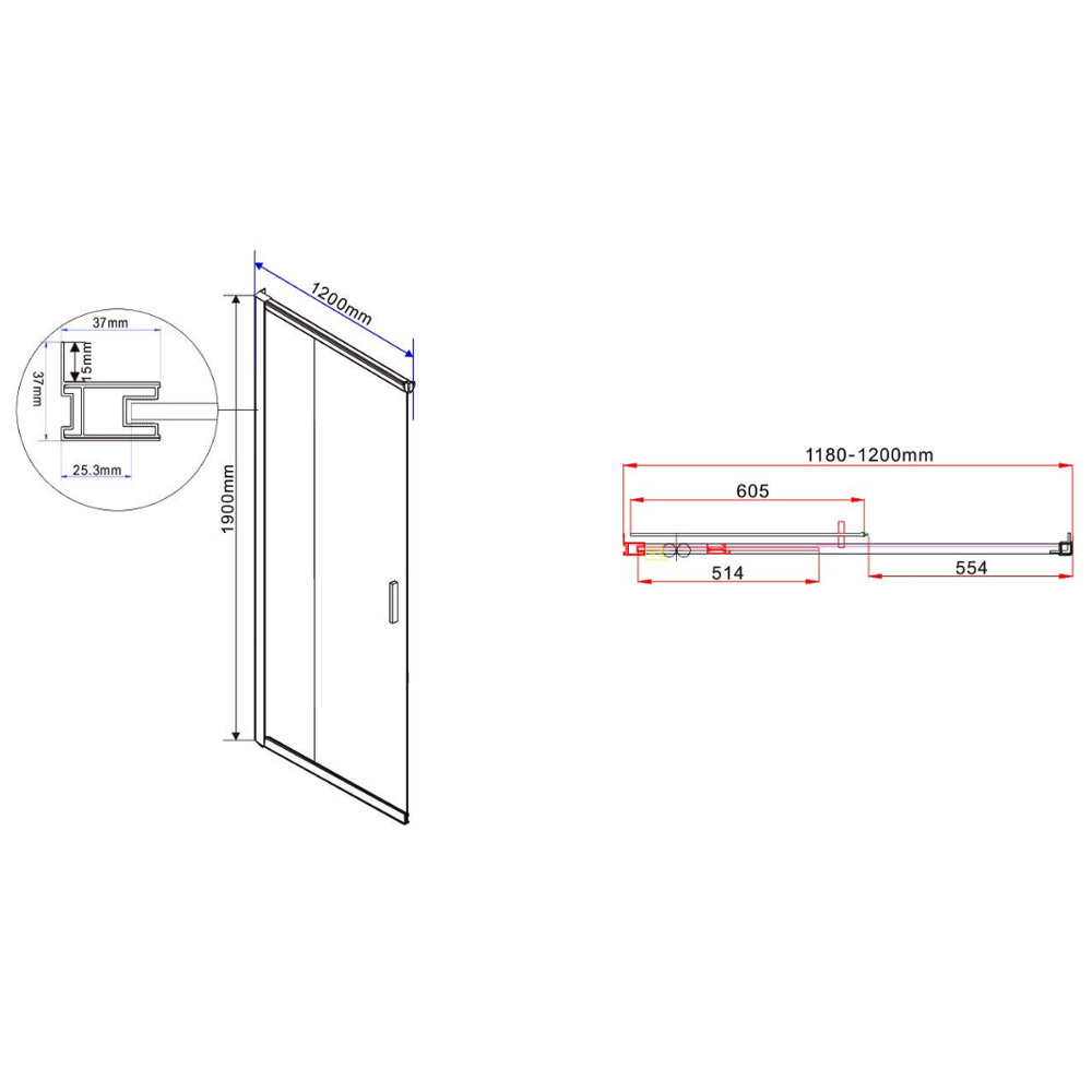 Душевая дверь в нишу Vincea Garda 120х190 профиль сталь стекло прозрачное VHC-1G120CLGM - 2