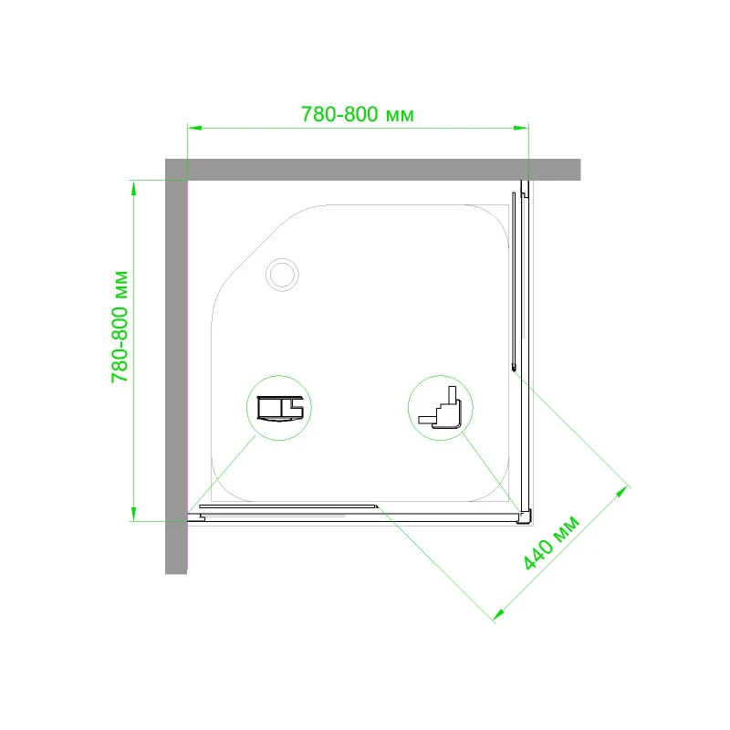 Душевой уголок Royal Bath 80х80 хром стекло прозрачное RB80HPD-T-CH - 1