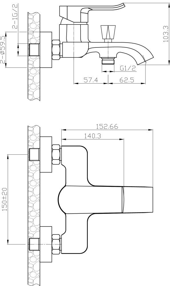Смеситель Agger Happy A0410000 для ванны с душем - 1