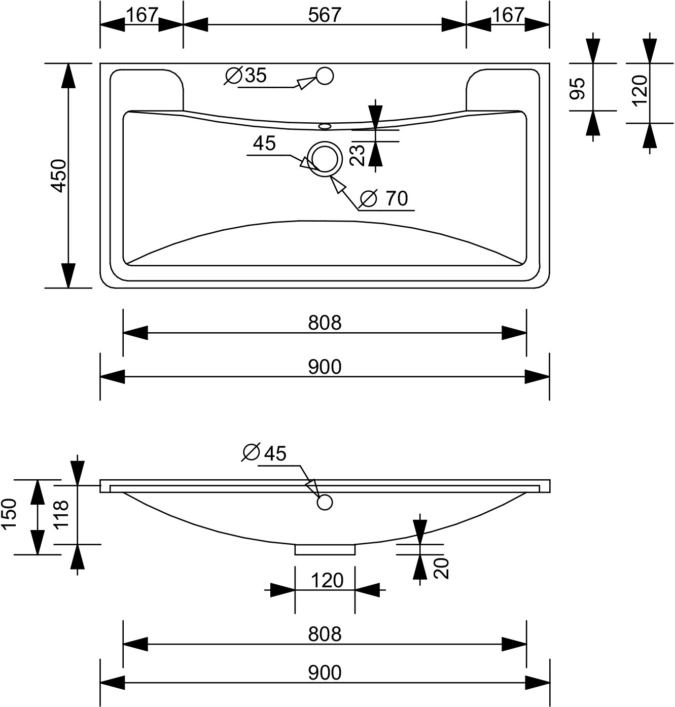 Мебельная раковина Style Line Атлантика 90 СС-00002204 - 2