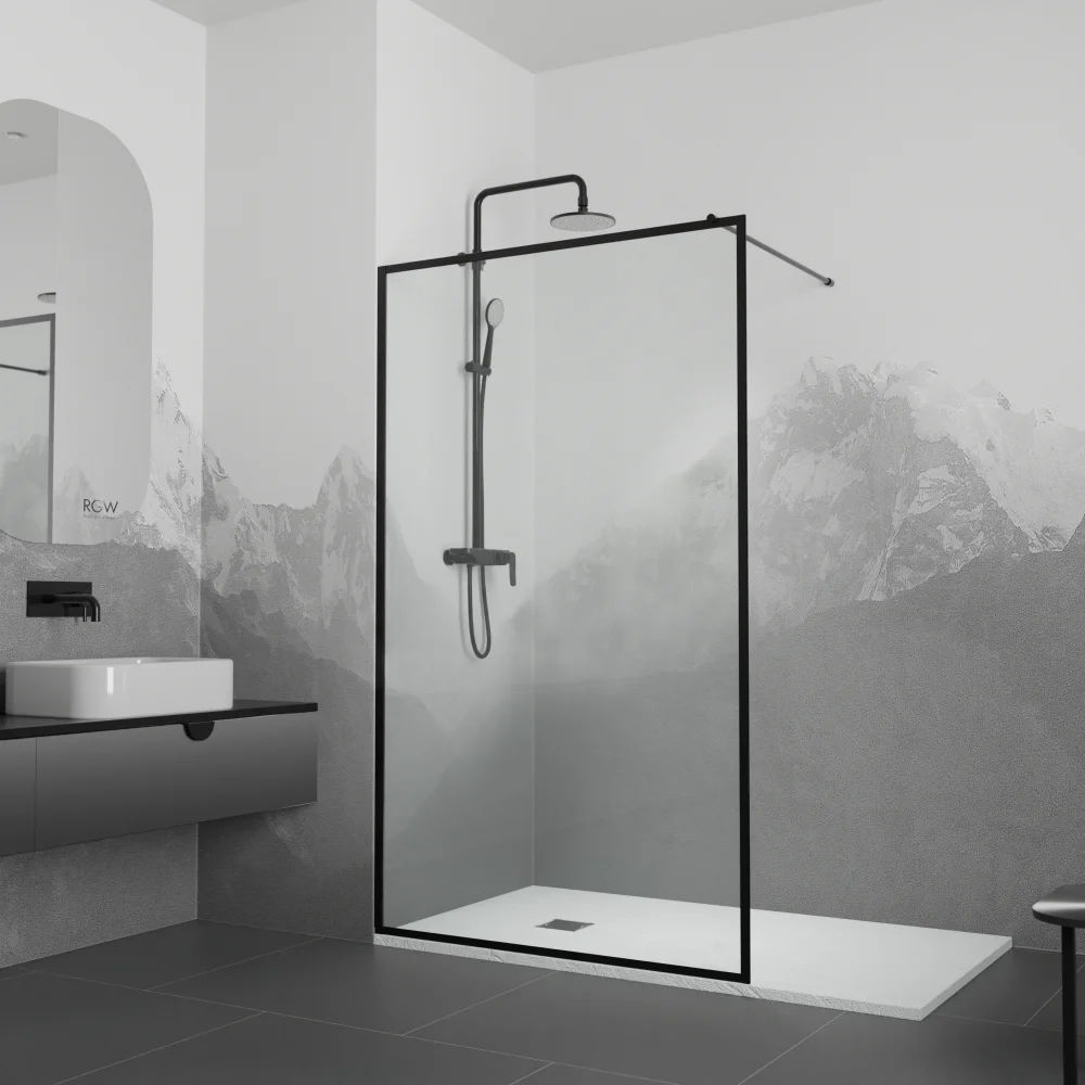 Душевая перегородка RGW Walk In WA-012B 100х200 профиль черный стекло прозрачное 35101210-84 - 1