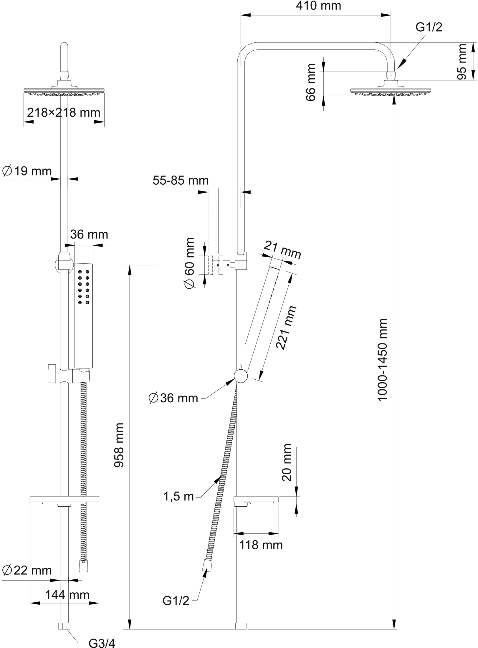 Душевая стойка Swedbe Calypso хром  5066 - 9