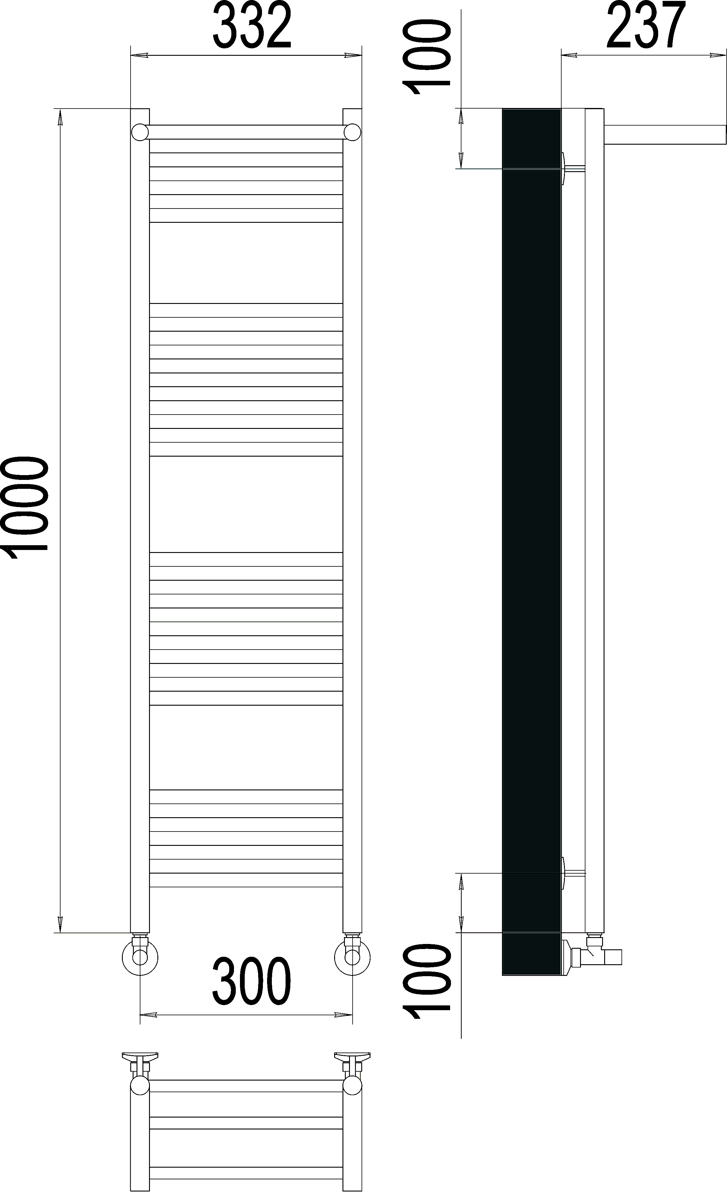 Водяной полотенцесушитель Terminus Аврора П20 300х1000 c полкой Хром 4670078529848 - 2