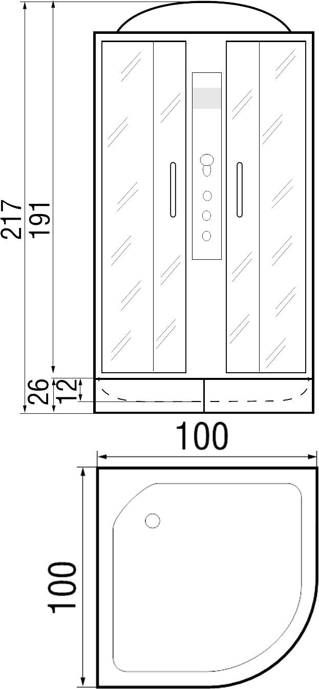 Душевая кабина с поддоном River Temza 100/24 TH  10000000147 - 2