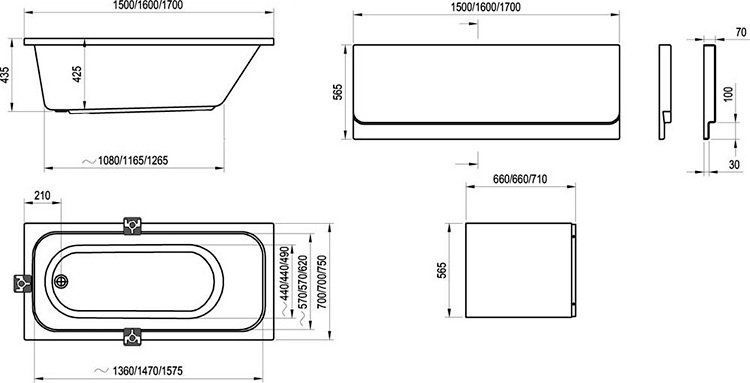 Акриловая ванна Ravak Chrome 150x70 C721000000 - 1