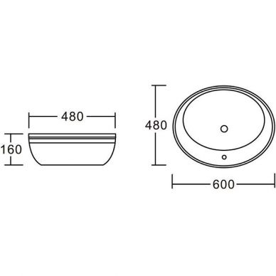 Раковина-чаша Ceramalux Classic белый  2150G - 1