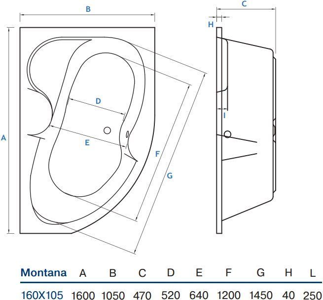 Акриловая ванна Koller Pool Montana 160x105 R MONTANA160X105R - 1