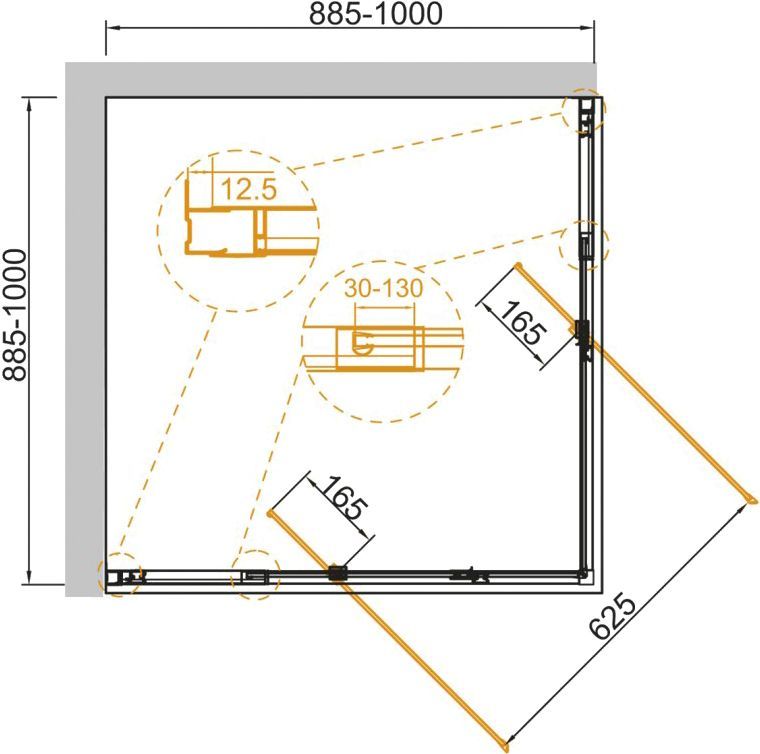 Душевой уголок Cezares Variante A/AH-2 90/100 C Cr VARIANTE-A/AH-2-90/100-C-Cr - 3