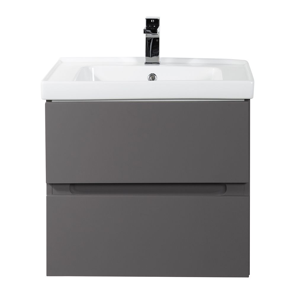 TECHNO База под раковину подвесная с двумя выкатными ящиками, Смоки софт AM-Techno-600-2C-SO-ZB815 - 1