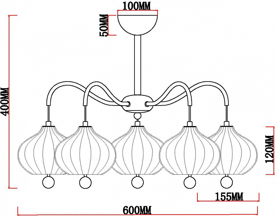 Люстра на штанге MyFar Katrin MR1811-5C - 1