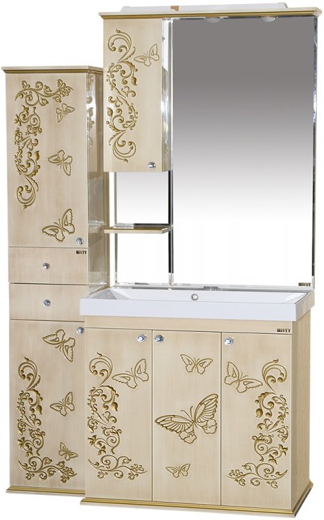 Тумба для комплекта Misty Бабочка 90 бежевая, патина Л-Баб01075-033Пр - 1