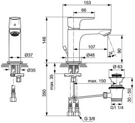 Смеситель для раковины Ideal Standard Connect Air хром A7007AA - 1