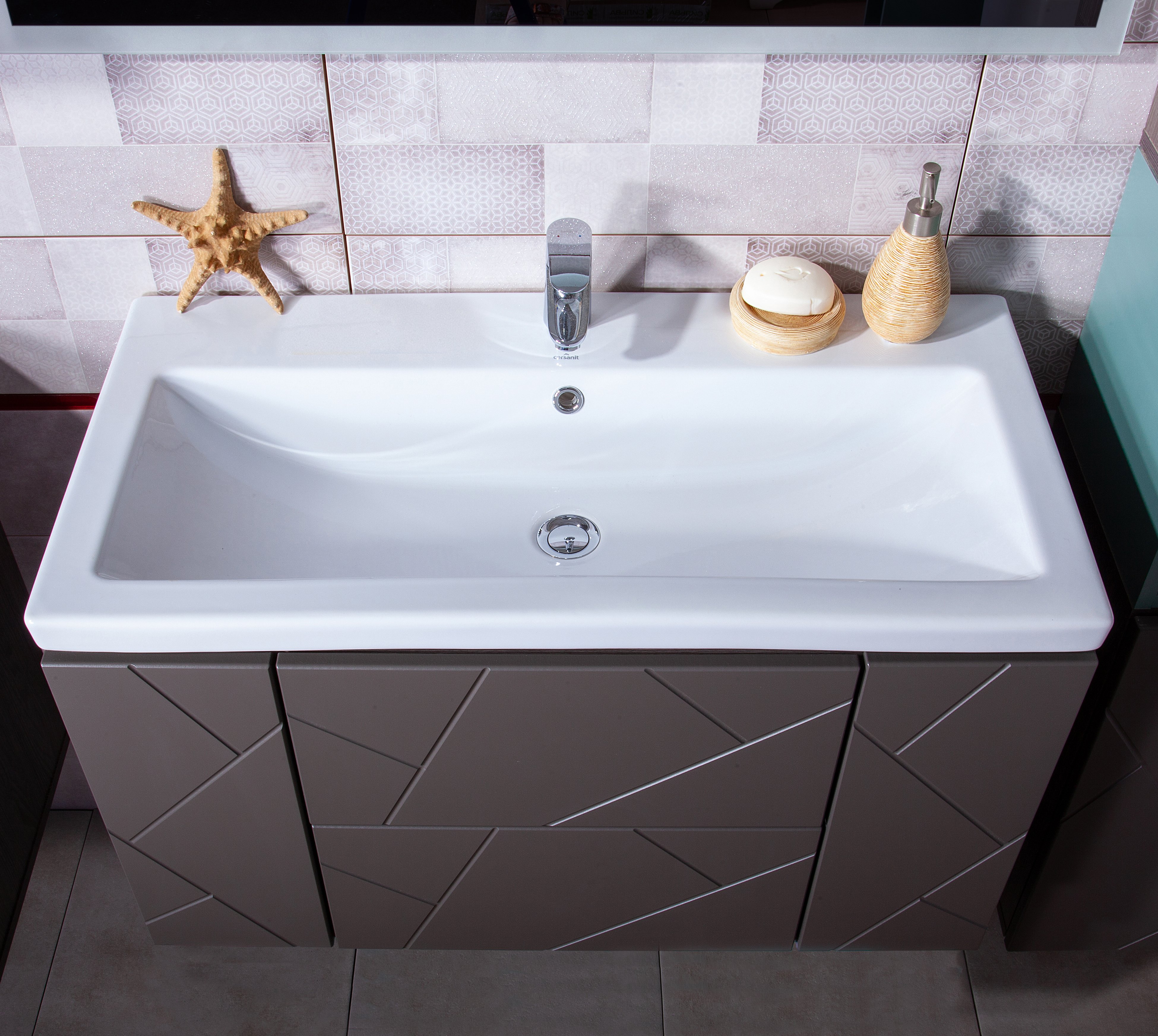 Тумба для комплекта Бриклаер Кристалл 90 софт графит 4627125414541 - 4