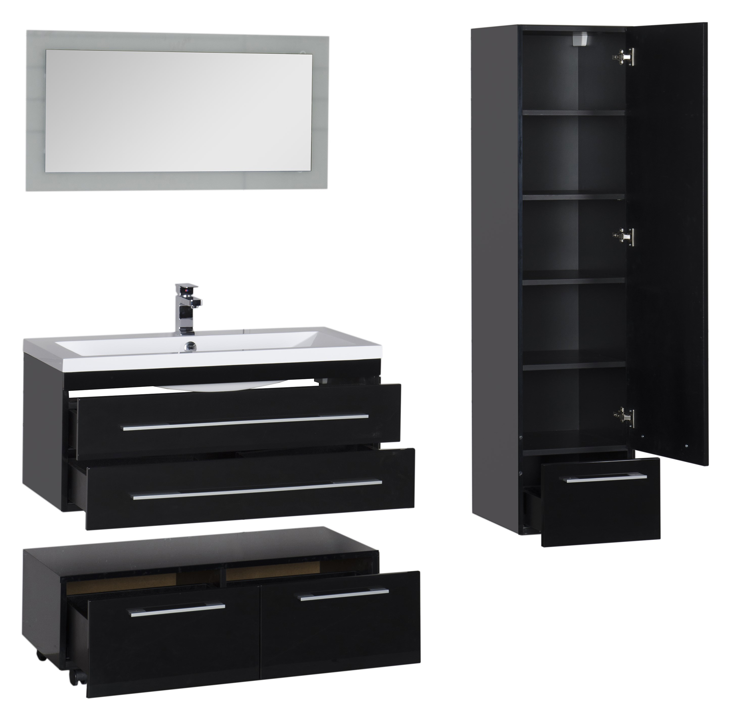 Тумба Aquanet Нота 100 подкатная, черная 170734 - 21