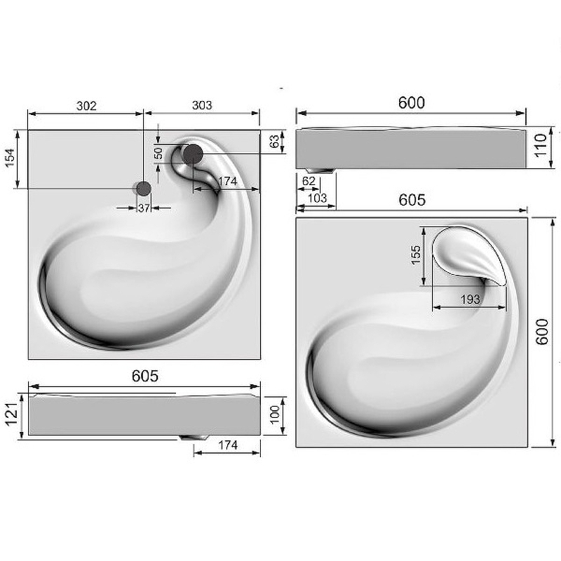 Раковина Stella Polar Бьянка 60 на стиральную машину белый SP-00000797 - 4