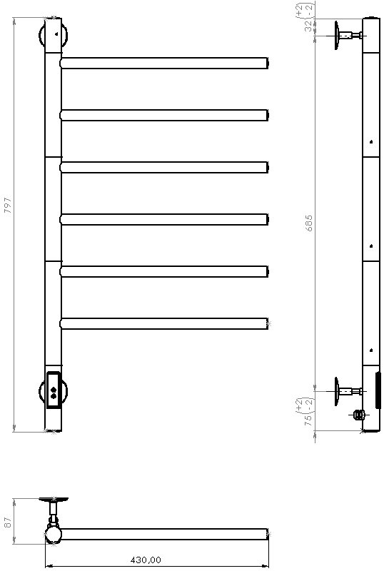 Полотенцесушитель электрический Vincea VTD-1S2CE - 3