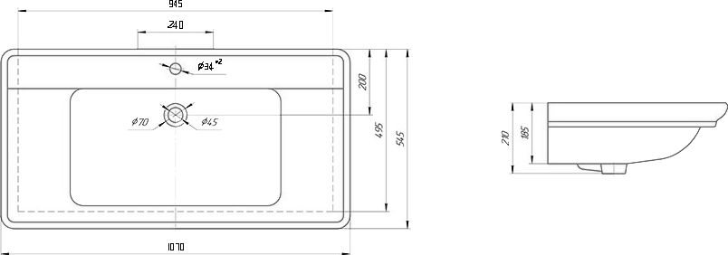 Тумба с раковиной Sanflor Модена 105 подвесная, серая - 5