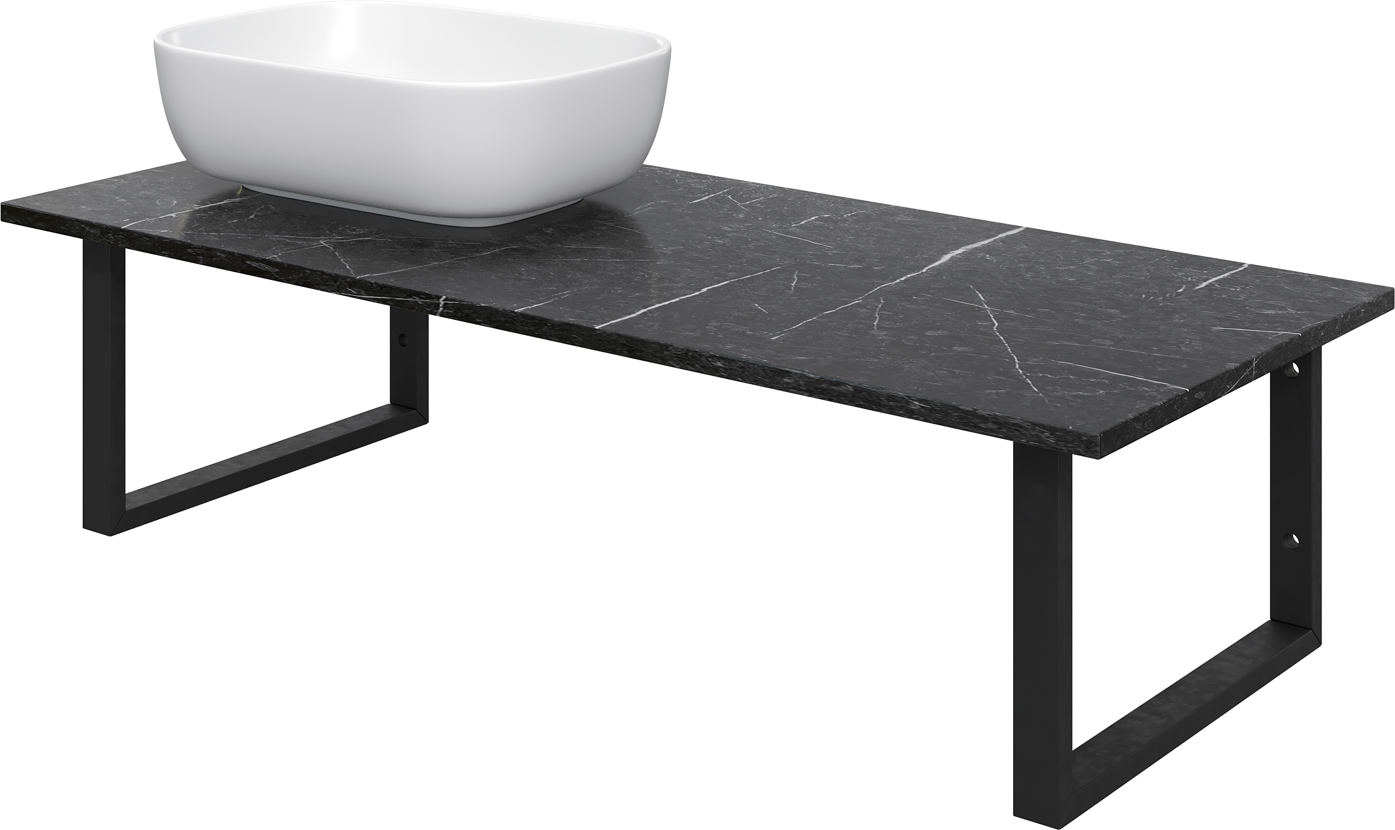 Столешница с раковиной DIWO Элиста 120 чёрный мрамор, с раковиной Moduo 50 Square 555914 - 4