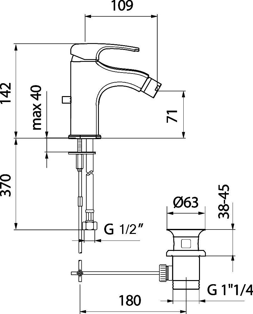 Смеситель для биде Webert Kimono хром  KI840102015 - 1