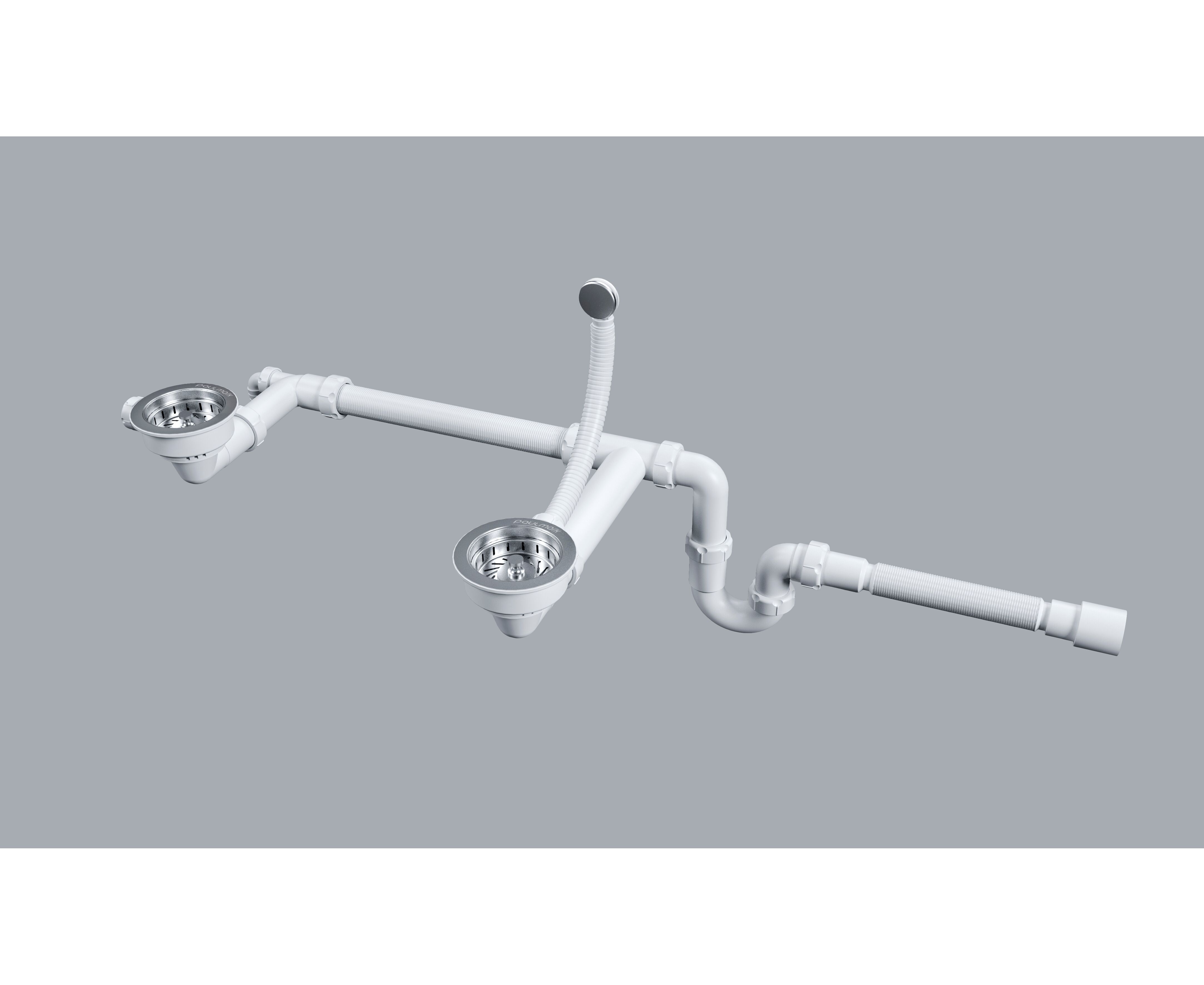 Сифон телескопический двойной с круглым переливом Paulmark Trust хром PM1023-CR - 1