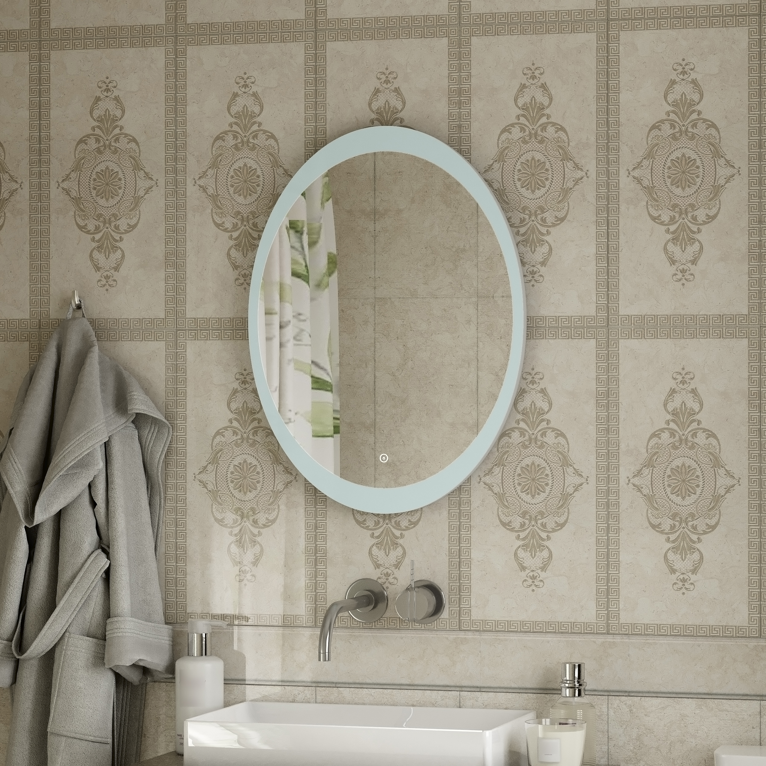 Зеркало DIWO Ярославль 57 с подсветкой, овальное, сенсорный выключатель, в современном стиле ЗЛП1740 - 6