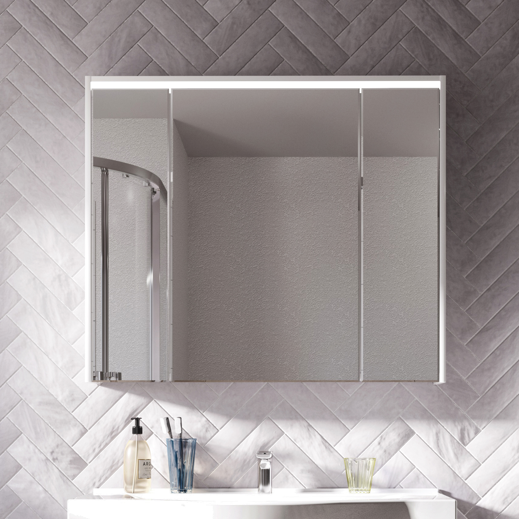 Зеркало-шкаф STWORKI Хельсинки 100 см, с подсветкой, навесной, большой,
белый, прямоугольный 1A243302HI010 - 0