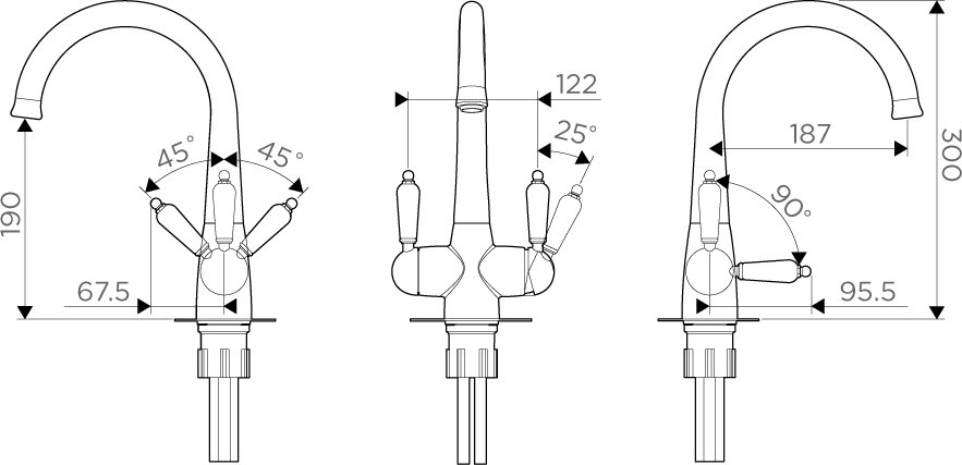 Смеситель Omoikiri Okinawa 2-G для кухонной мойки 4994253 - 1