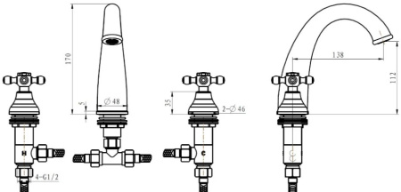 Смеситель для раковины Boheme Tradizionale золото с черным 297-MR-B - 1