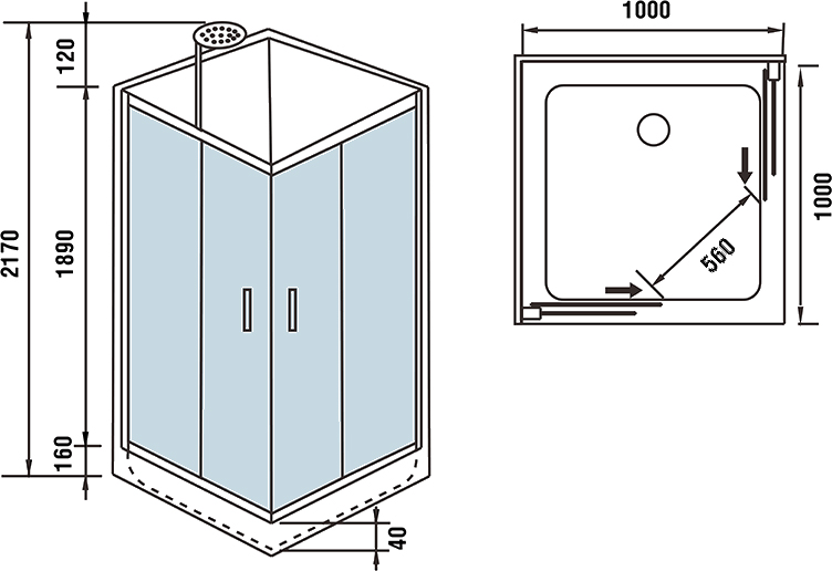 Душевая кабина Weltwasser WW500 Laine 1001 100х100 хром  10000003260 - 7