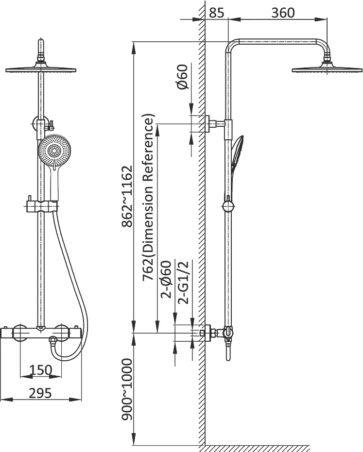 Душевая стойка Vincea Esse черный матовый VSFS-1E0TMB - 2