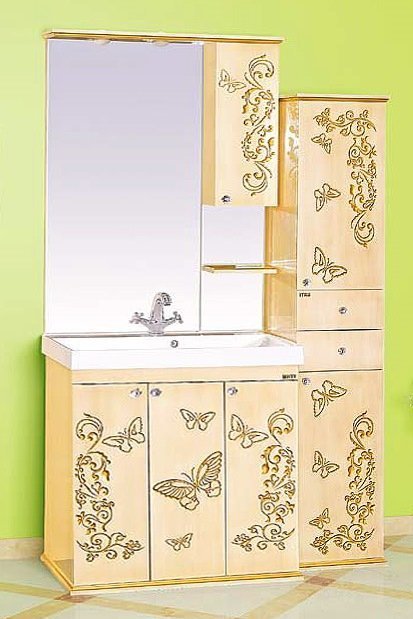 Зеркало Misty Бабочка 90 R бежевый, патина Л-Баб04090-033СвП - 1